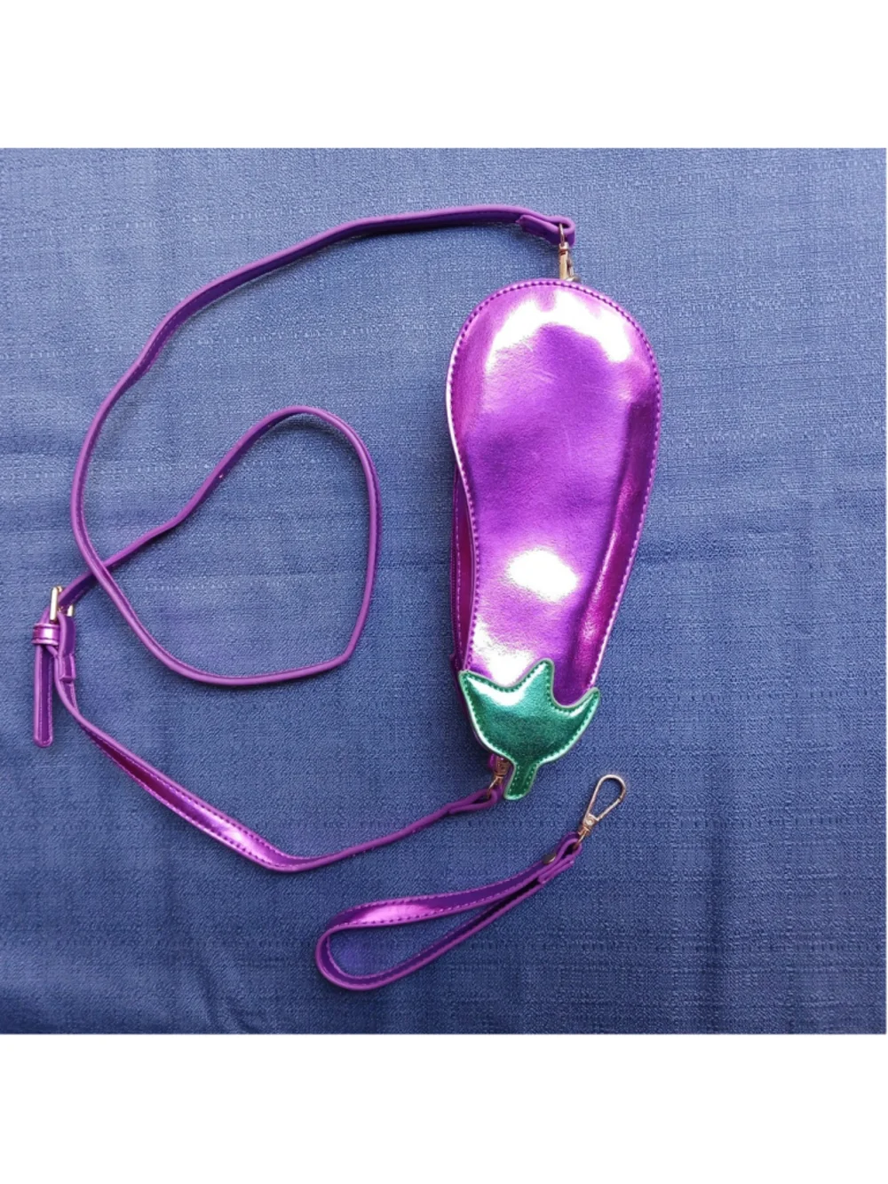 Shiny Eggplant Novelty Purse 3:00 AM Forever Emoji Crossbody/wristlet Aubergine